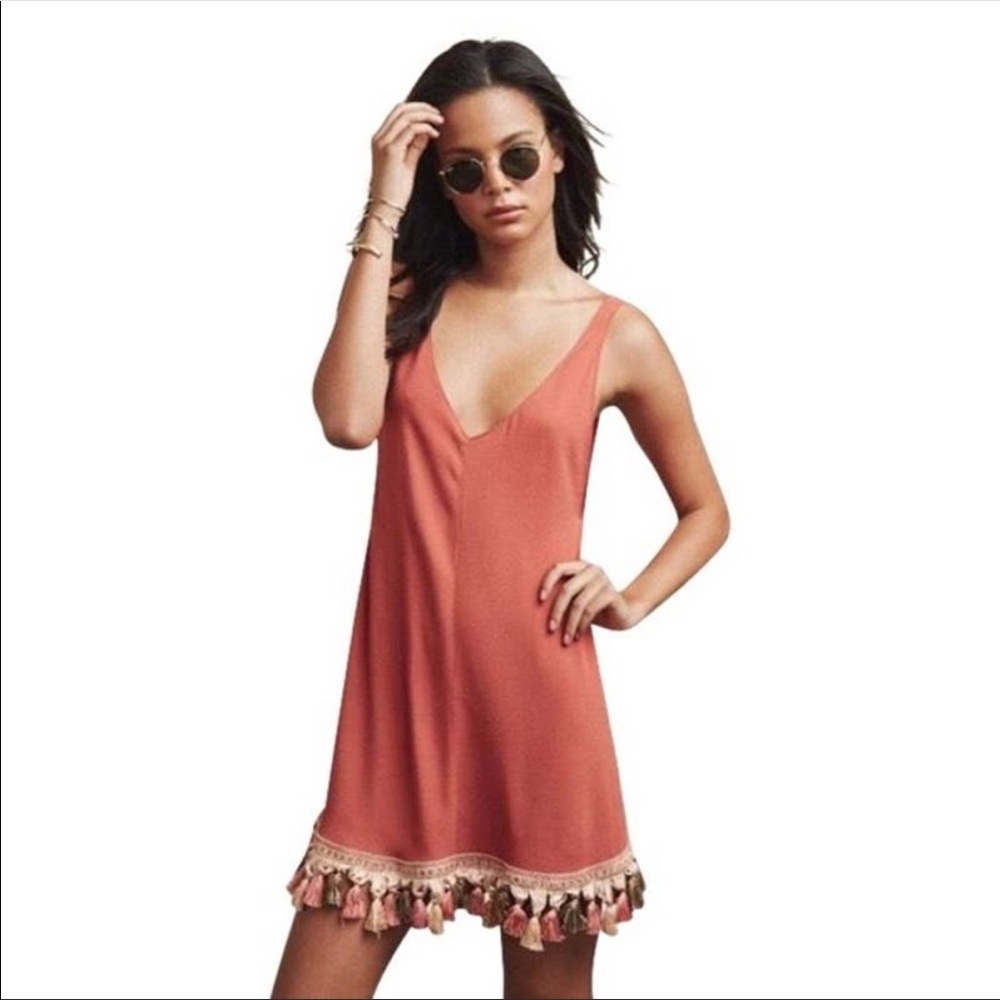 Reformation Taurus dress with fringe tassels
